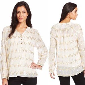 Lilly Pulitzer Gold Cameo White Elsa Top Cheers Lg